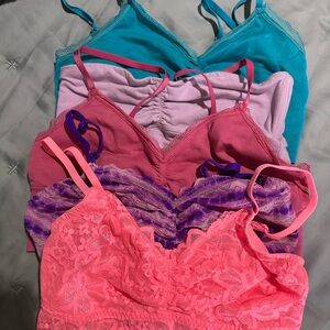 Women's Victorias Secret Lace and Cotton Bralette Set - Multicolor